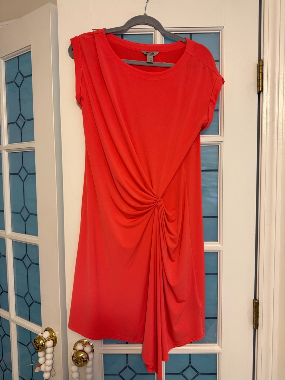 Kenneth Cole Reaction Coral Twist-Front Short Sleeve Dress